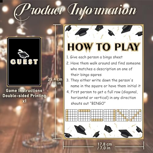 Partico Graduation Bingo Cards for 24 Players