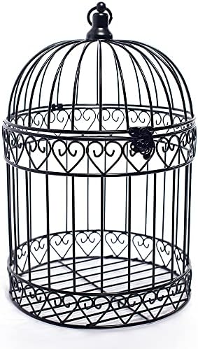 Andersons Decorative Black Wire Birdcage Wedding Centerpiece