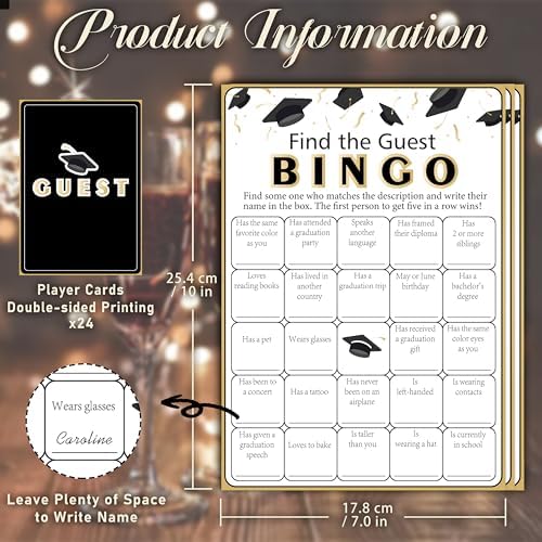 Partico Graduation Bingo Cards for 24 Players