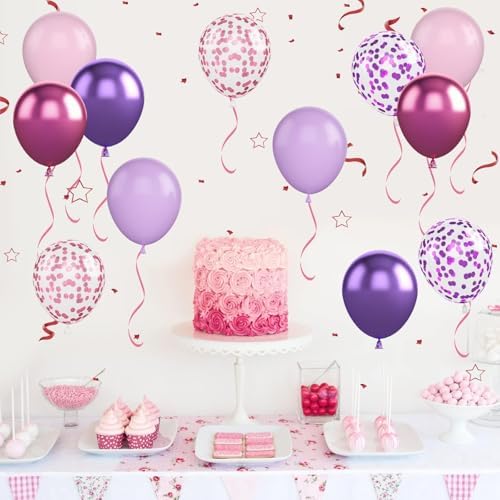 Biapian 50PCS 12 Inch Pink Purple Balloons Set
