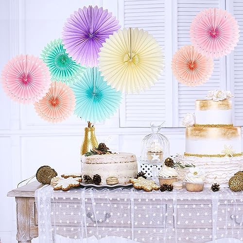 Pastel Rainbow Paper Fans Decorations