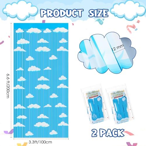 XunYee Clouds Theme Tinsel Curtains 5 Pack