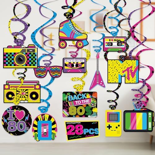 Bessmoso 28PCS 80s Party Decorations