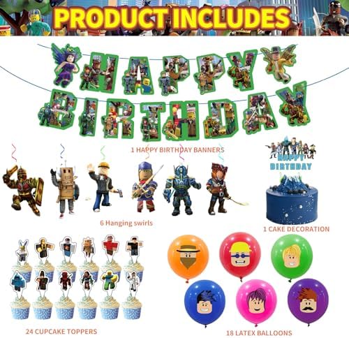 Birthday Party Decorations Set with Banner Backdrop Balloons Tableware