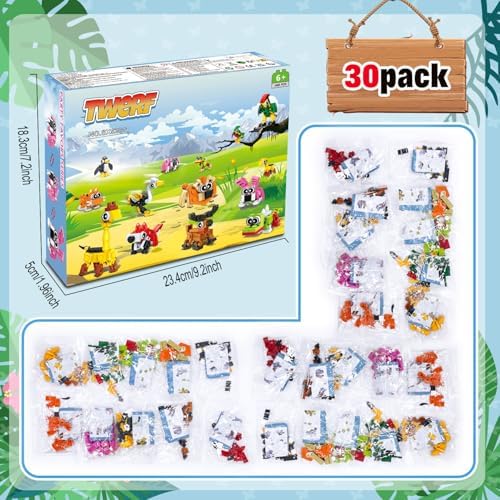 TWERF Party Favors Kids 30 Pack Animal Blocks Set