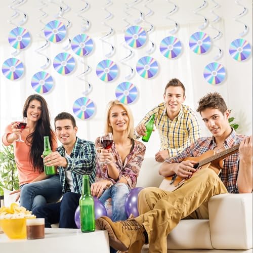 Y2K 90s Retro Party Decorations CD Swirls Hanging Streamers