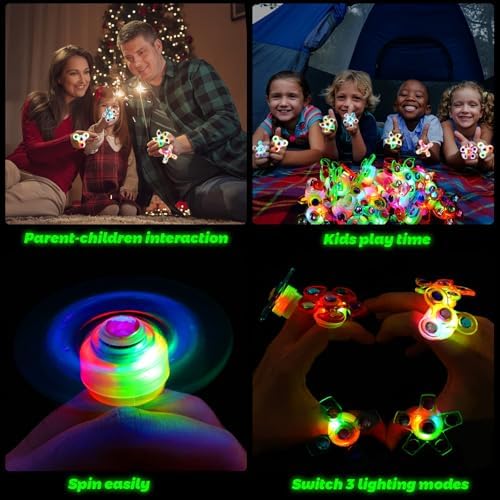 24 Pack Light Up Fidget Rings for Kids Halloween Party Favors