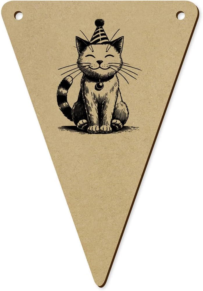 5 x 140mm Party Cat Wooden Bunting Flags