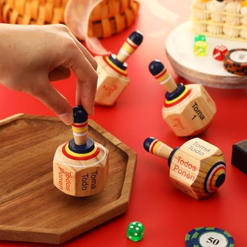 Poen 5 Piece Wooden Toma Todo Set Classic Mexican Spinning Top Game
