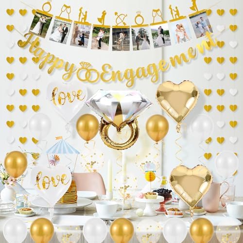 Gold Engagement Congratulations Decor Set