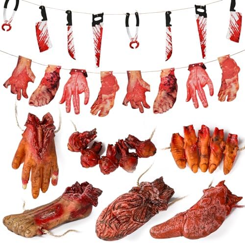 Halloween Blood Weapon Garland Props 6pcs Body Parts