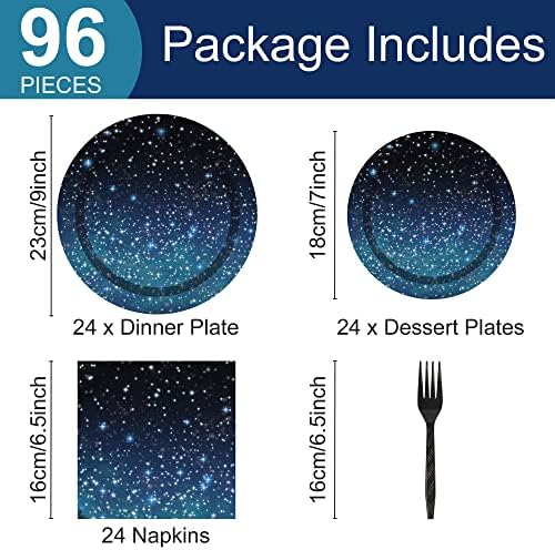 96 Pcs Galaxy Party Tableware Set for 24 Guests
