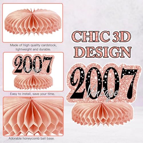 9Pcs Rose Gold Pink Honeycomb Centerpieces 18th Birthday Decorations