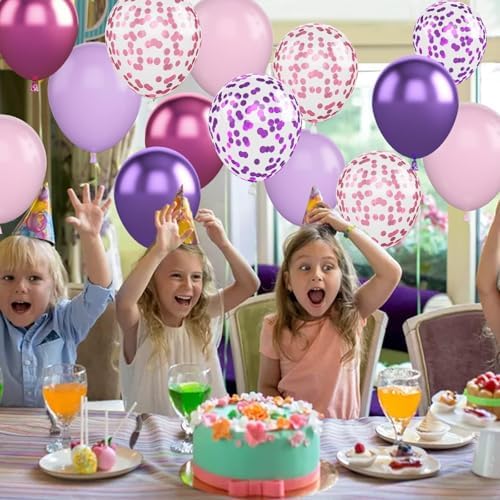 Biapian 50PCS 12 Inch Pink Purple Balloons Set