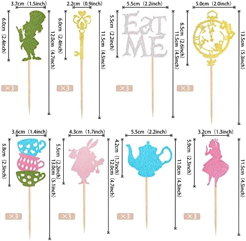 24 Piece Alice In Wonderland Cupcake Toppers