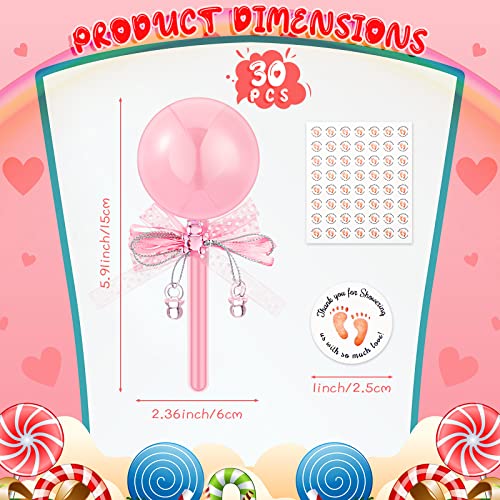 30 Pcs Baby Rattle Party Favors with Bow and Stickers