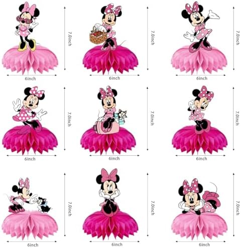 Minnie Birthday Honeycomb Centerpieces 9Pcs