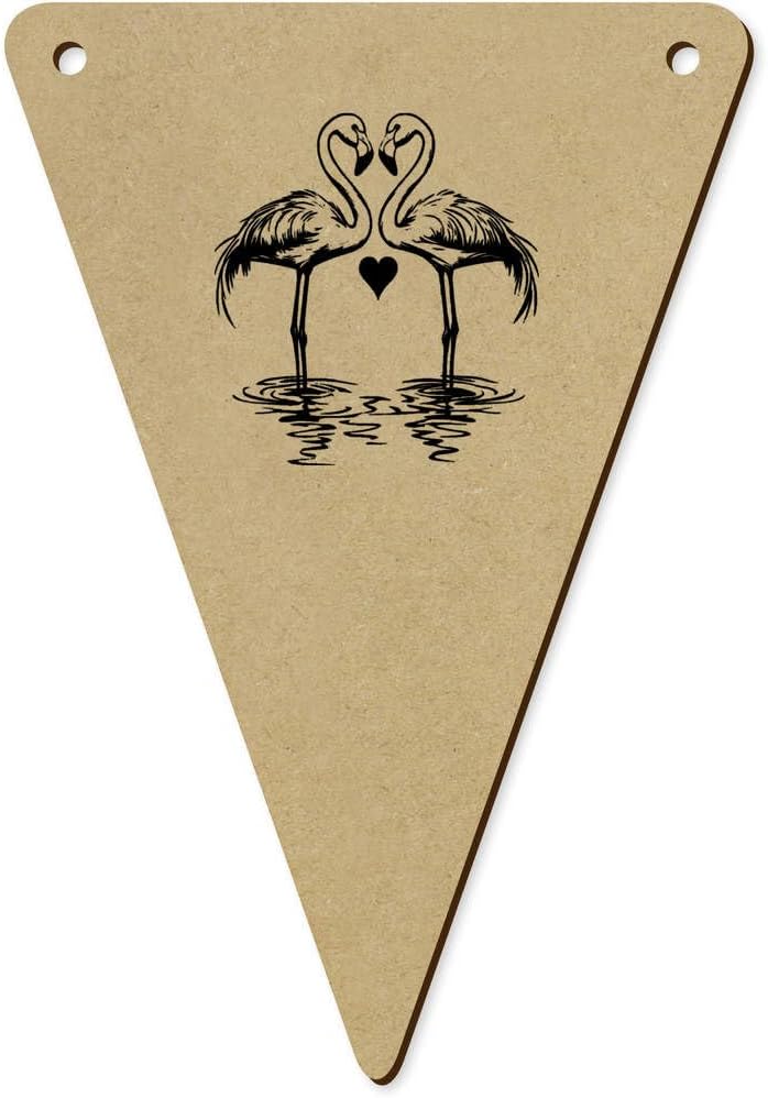 5 Pair Flamingos with Heart Wooden Bunting Flags