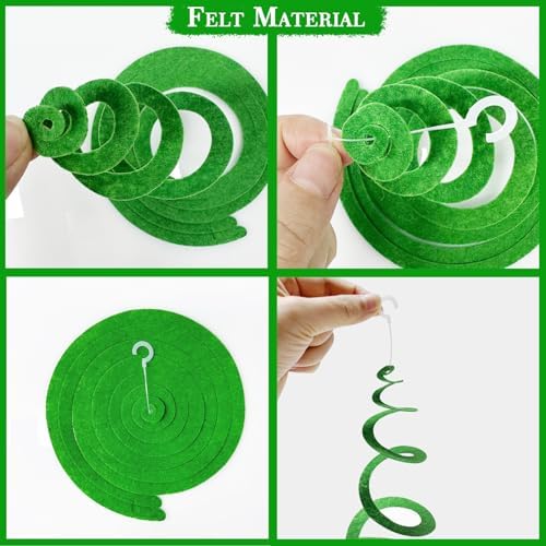 36Pcs Ombre Green Felt Swirl Streamer Ceiling Garland