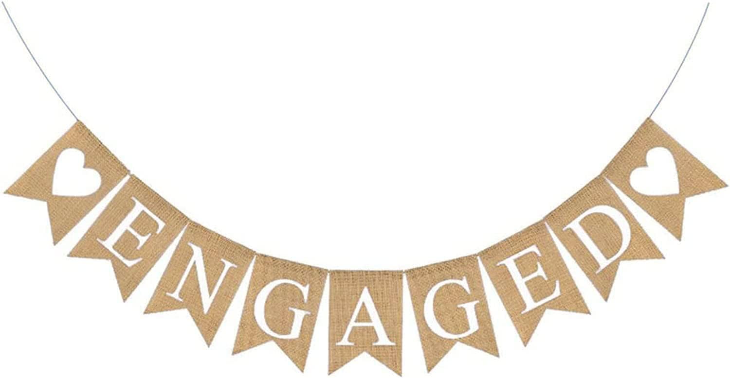 Engaged Burlap Banner Rustic Engagement Party Decorations