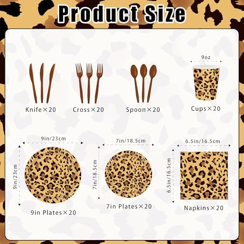 140PCS Leopard Print Party Decorations Set for 20 Guests