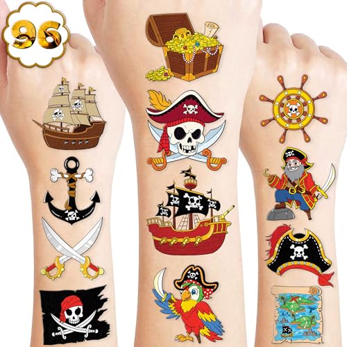 96PCS Pirate Ship Nautical Temporary Tattoos for Kids