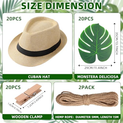 20 Pack Cuban Style Panama Hats for Party Decor