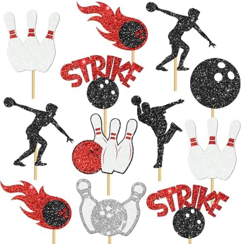 Bowling Party Centerpiece Sticks 16PCS Glitter Decorations