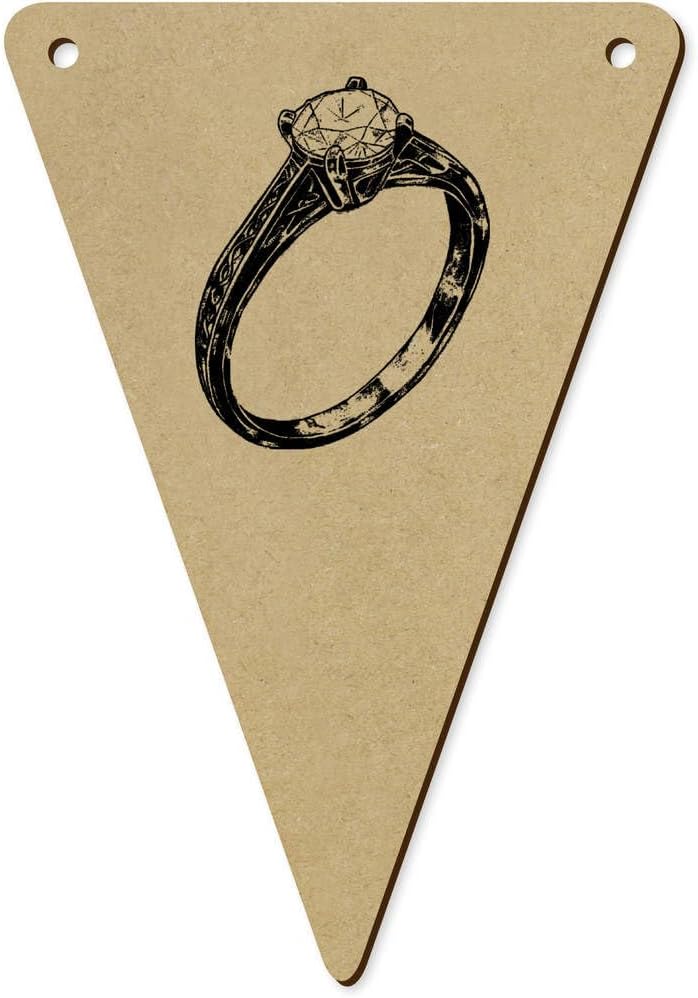 Azeeda 5 Pack 140mm Wooden Bunting Flags Wedding Ring