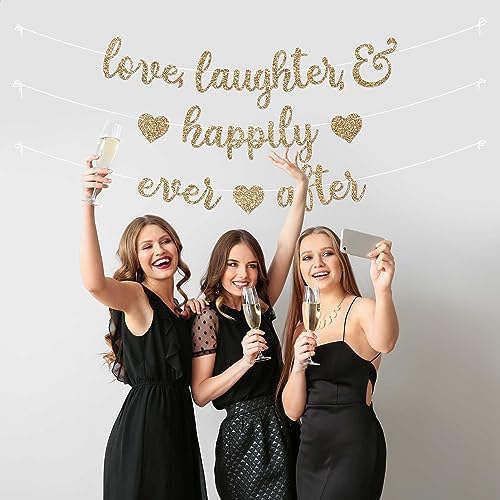 Pre-Strung Gold Glitter Wedding Banner - 8 ft Strand