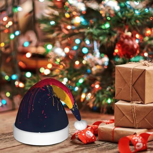 Venezuela Flag Print Christmas Santa Hat Plush for Adults