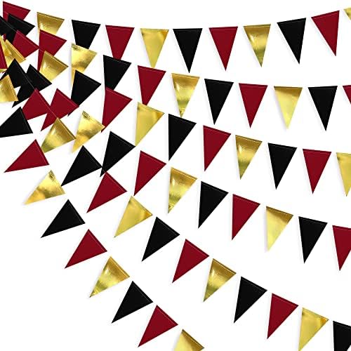 30 Ft Red Black Gold Party Banner Garland Decor