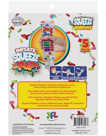 BEST PARTY EVER Happy Birthday Squeeze Popper 2 Pack