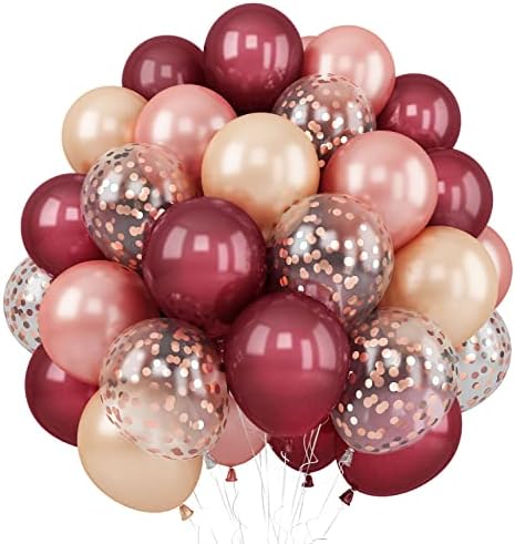 Burgundy Rose Gold Balloons Set 60 Pack