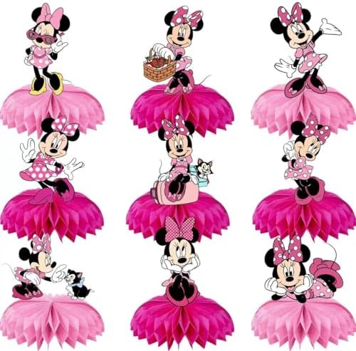 Minnie Birthday Honeycomb Centerpieces 9Pcs