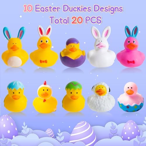 Haooryx Easter Rubber Ducks 20Pcs Party Favor Set