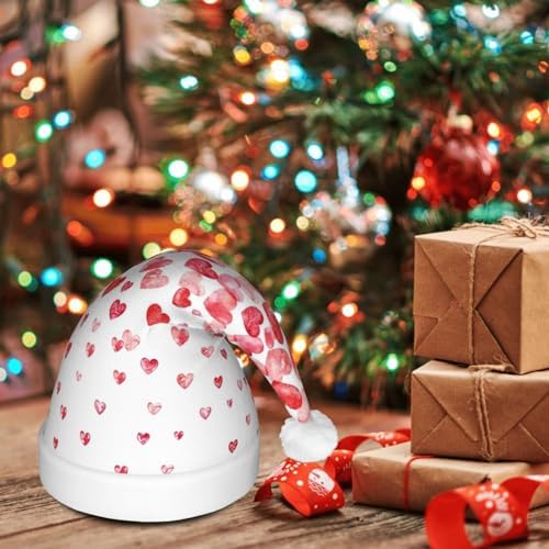Falling Red Hearts Christmas Hat with LED Lights