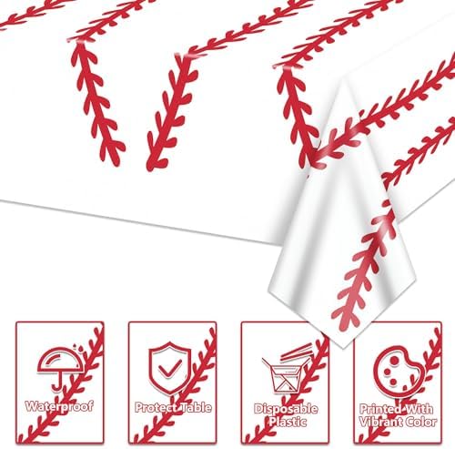 4 Pack Baseball Tablecloths - Rectangular Sports Party Covers for Kids