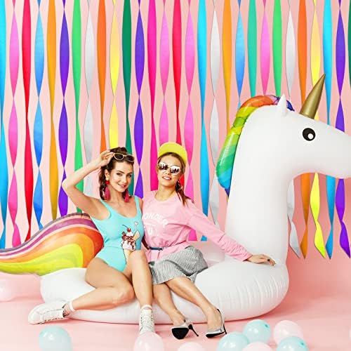 Pasimy 36 Rolls Crepe Paper Streamers Rainbow Decorations