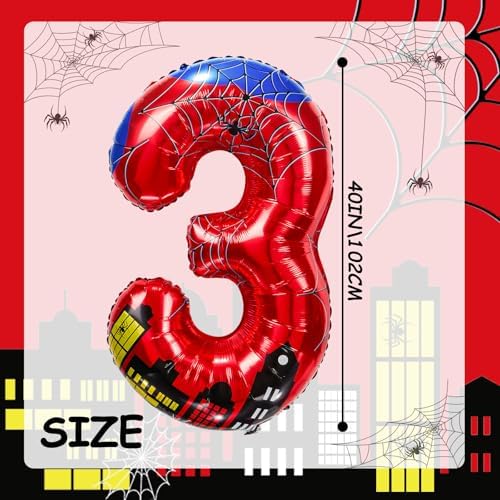 40 Inch Spider Theme Number Foil Balloons