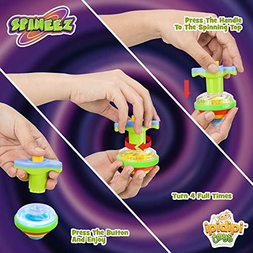 IPIDIPI TOYS Light Up Spinning Tops 12-Pack Blue