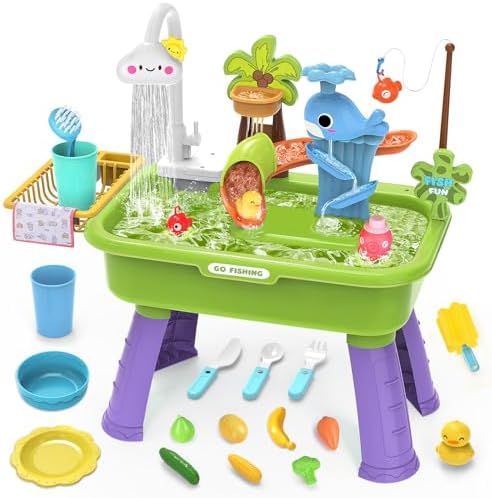 Water Table for Toddlers 1-3 with Pump and Fishing Game