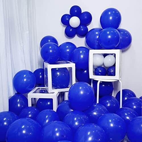 FOTIOMRG 12 Inch Royal Blue Balloons 50 Pack with Ribbon