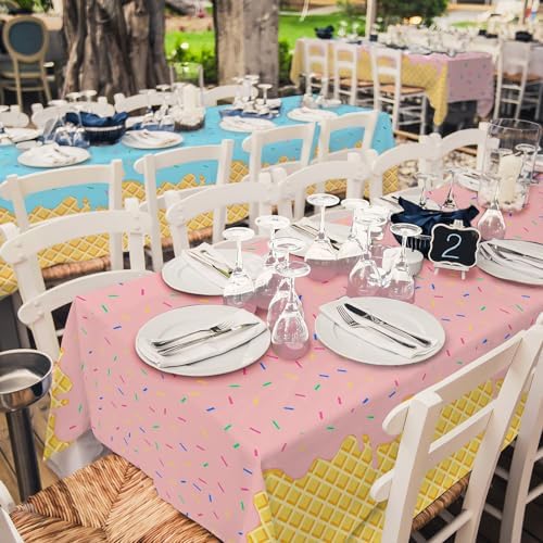 Gatherfun Ice Cream Tablecloth 2-Pack for Birthday Parties