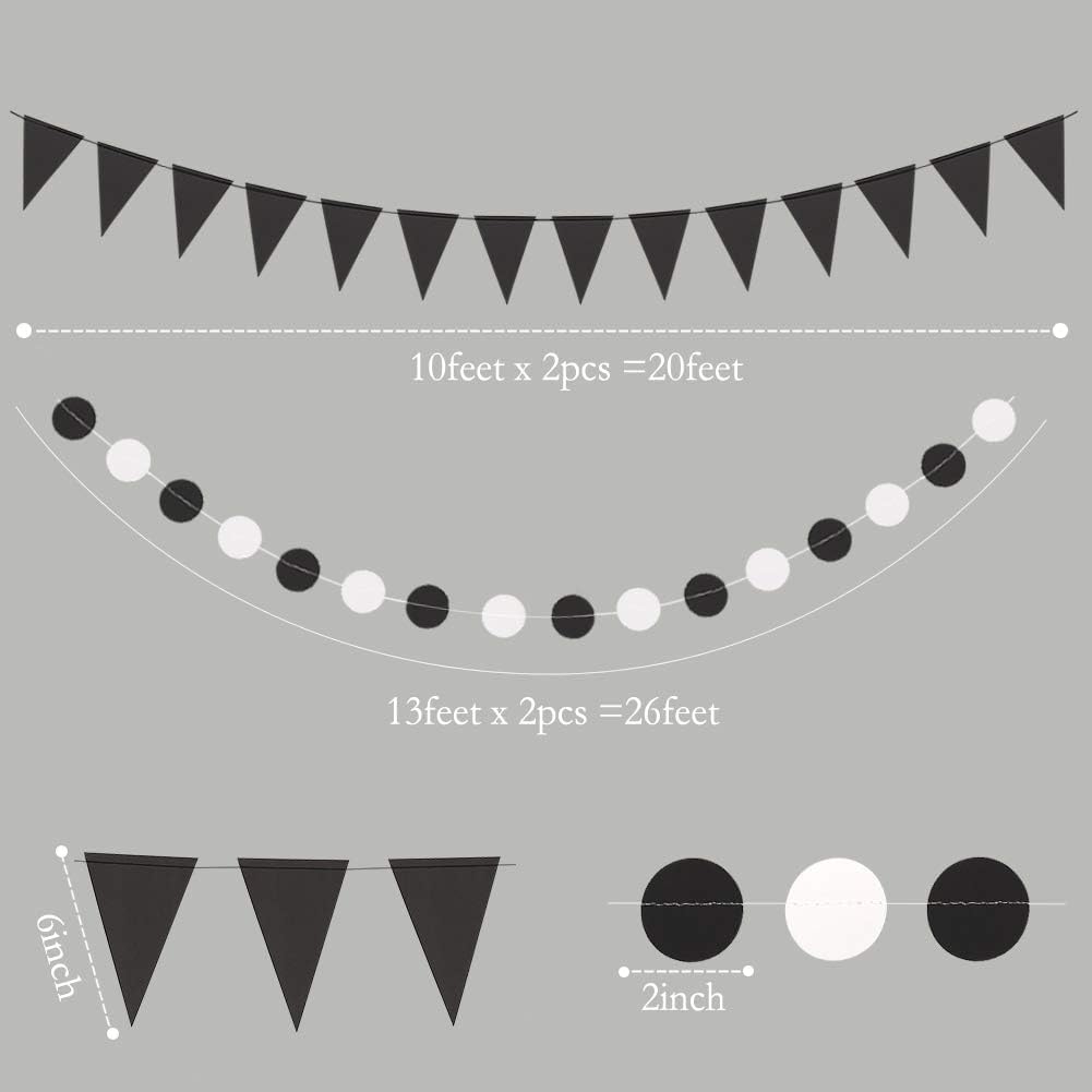 Cheerland Black and White Party Garland Flags for Halloween Birthday Wedding
