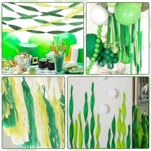 Green Streamers Party Decorations 6 Rolls Crepe Paper