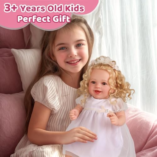 BABESIDE Lifelike 20 Inch Newborn Baby Doll Blond Girl