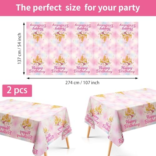 98 Pcs Princess Birthday Party Set Plates Napkins Tableware for 24 Guests
