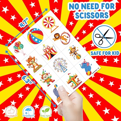96PCS Carnival Circus Clown Temporary Tattoos for Kids