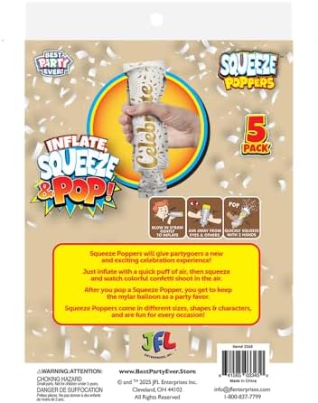 Best Party Ever Squeeze Popper 2 Pack 10 Confetti